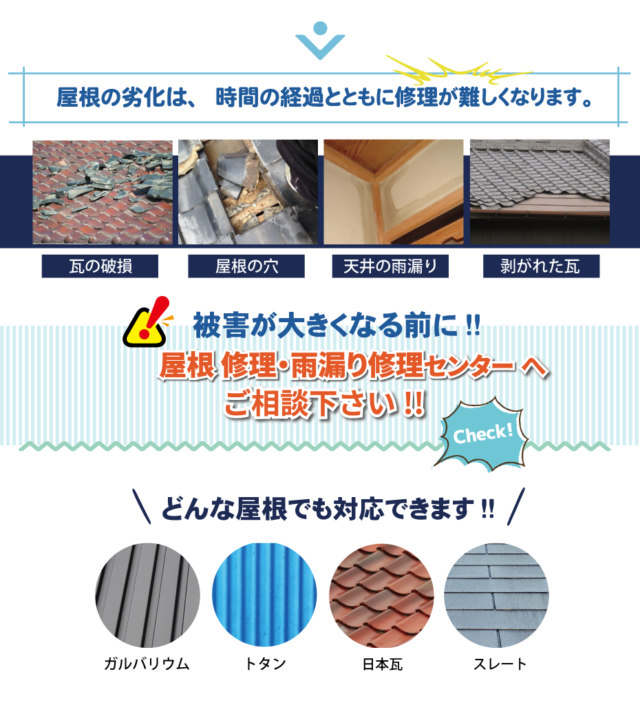 屋根・修理・雨漏り修理センターなら